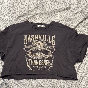 Black Nashville Graphic Crop Top